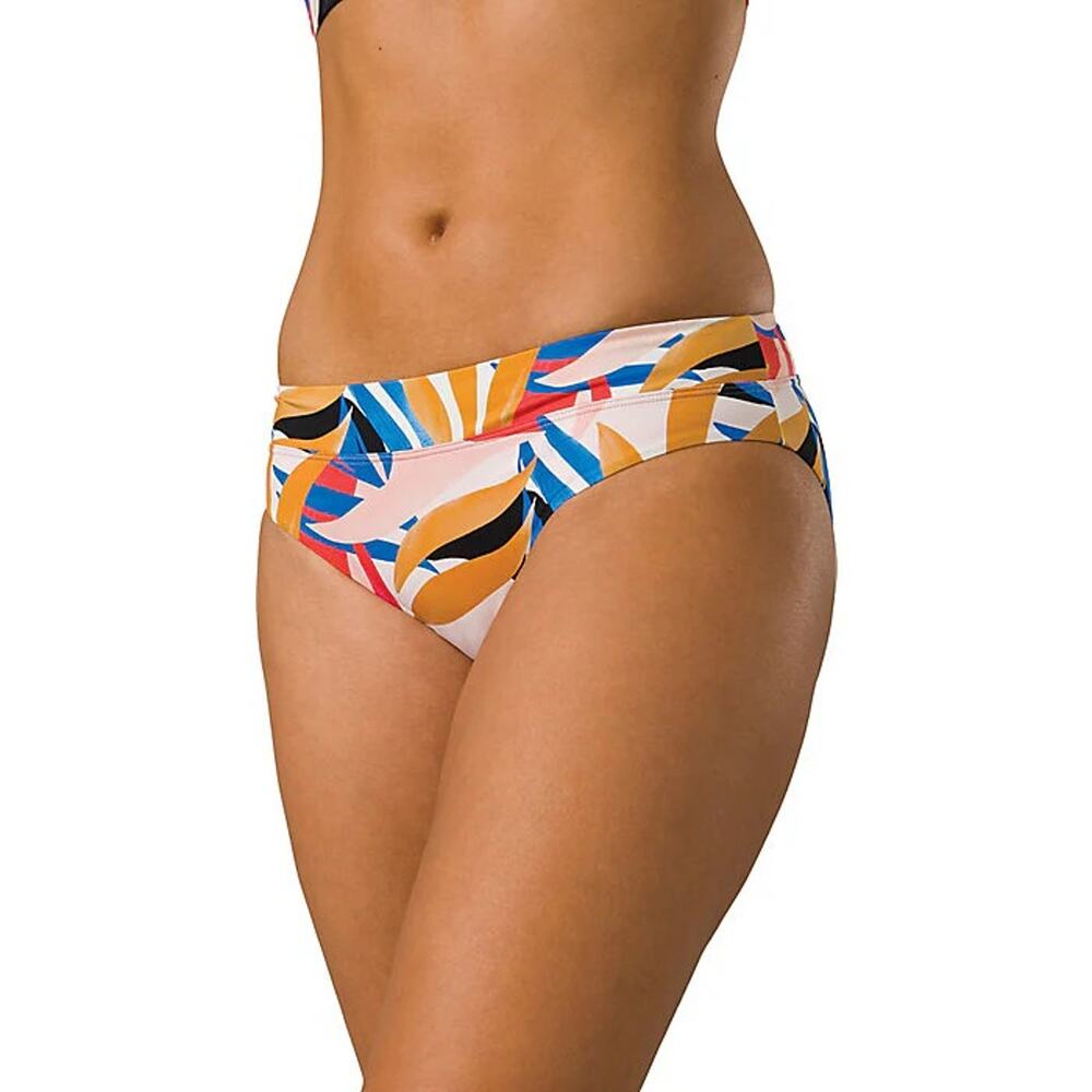 PrAna Size L Tropics/Multi Summer Wave Swim Banded Swimwear Bikini Bottom N10-5